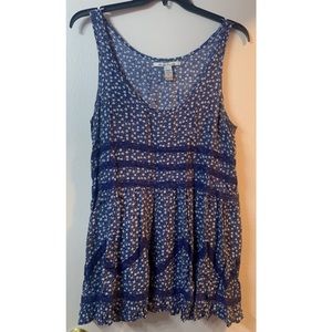 Light and dark blue summer dress with floral print